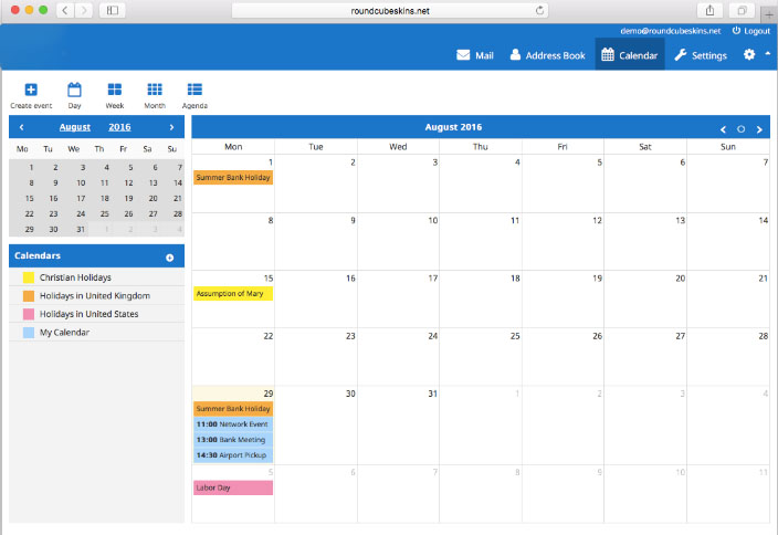 NetTrac webmail shared calendar interface